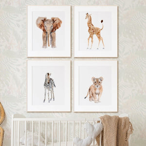 Set of 4 Safari Baby Animal Prints