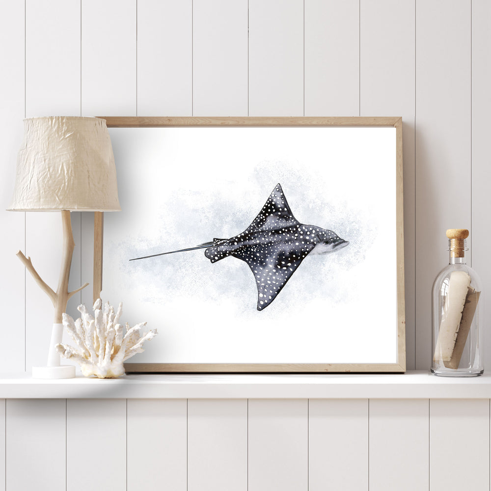 a picture of a eagle ray on a shelf