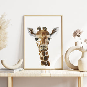 a picture of a giraffe on a shelf