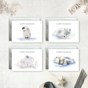Winter Sleeping Animal Holiday Cards