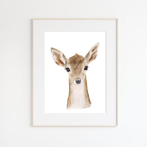 Baby Deer Watercolor Print
