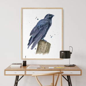 a blue bird sitting on top of a wooden table