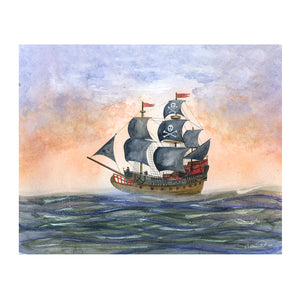 Pirate Ship Watercolor Print