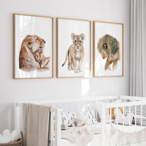 Mom and Baby Animal Nursery Art