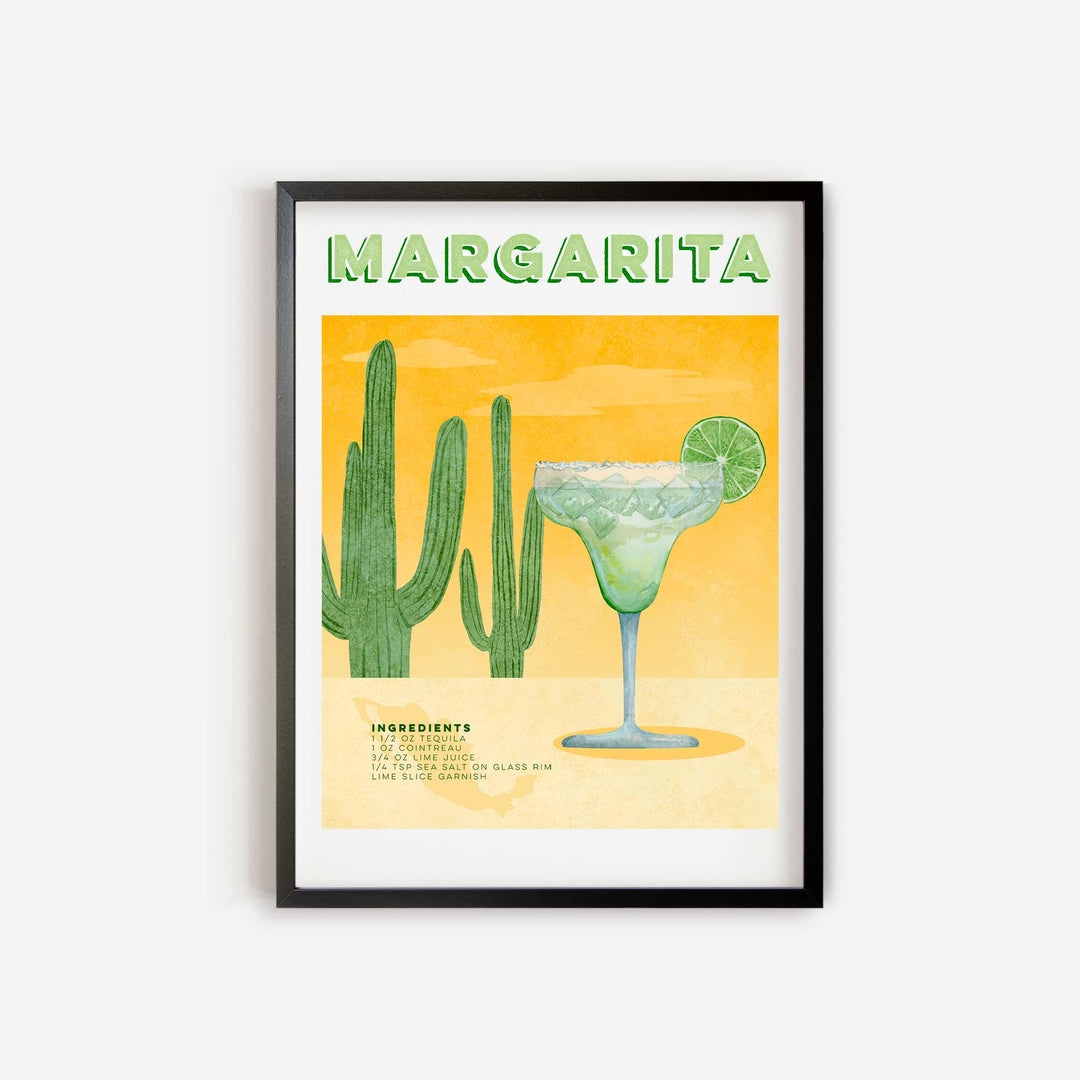 a poster of a margarita with a lime in it
