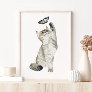 Kitten and Butterfly Watercolor