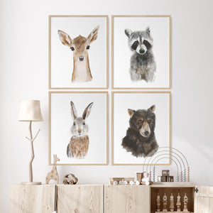 Woodland Baby Animal Prints - Set of 4 Framed Prints