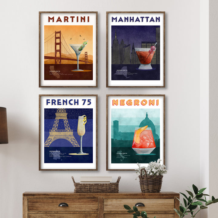 Classic Cocktail Vintage Print Set