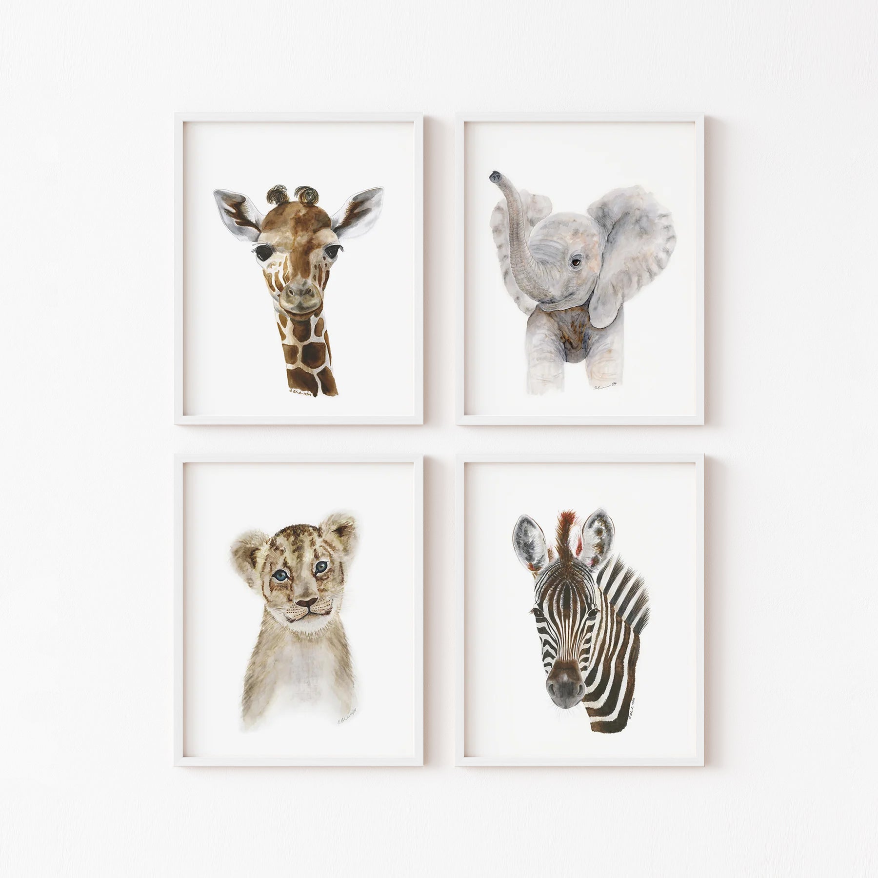 Safari Animal Prints Set of 4 | Nursery Wall Art – Tiny Toes Design