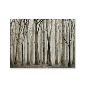 a painting of trees in a forest with no leaves