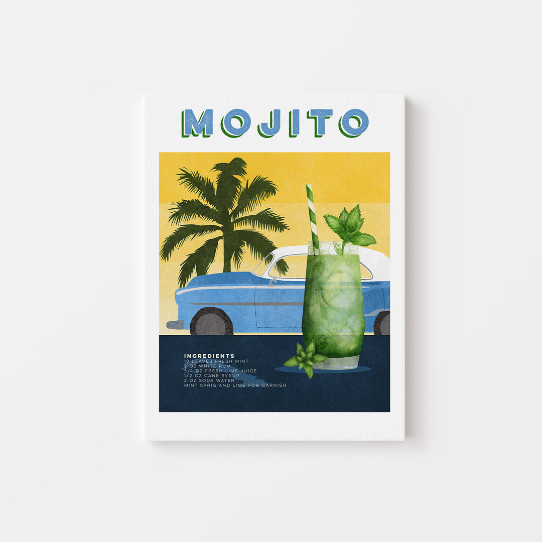 Wall art with mojito and a palm tree