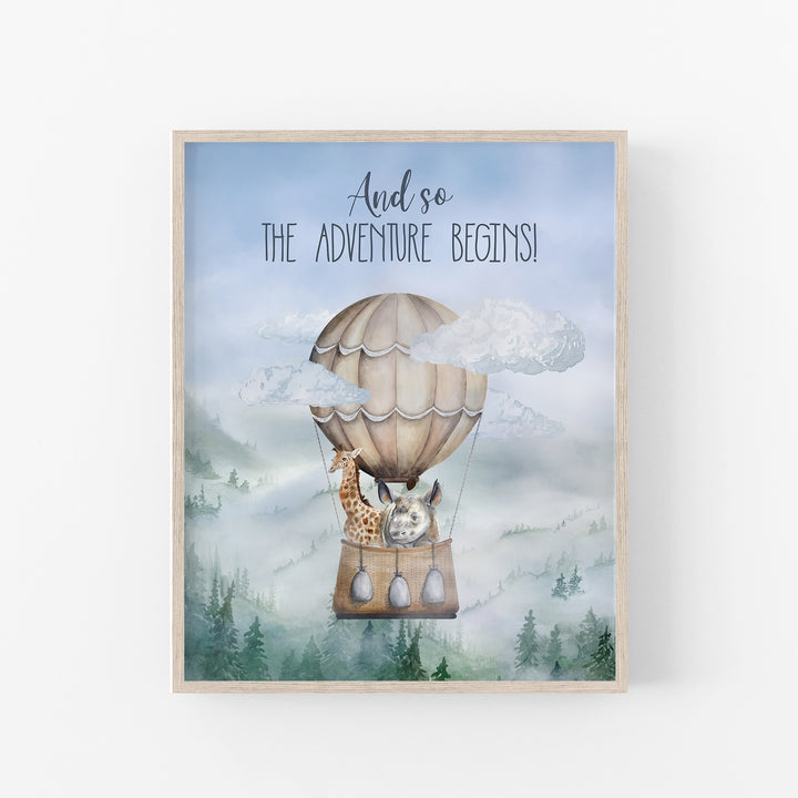 And So the Adventure Begins | Giraffe + Rhino Balloon Print