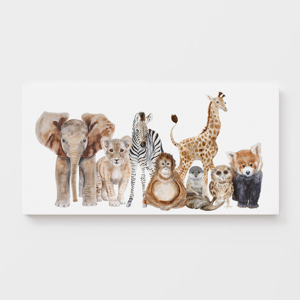 jungle nursery wall art multiple animals illustration
