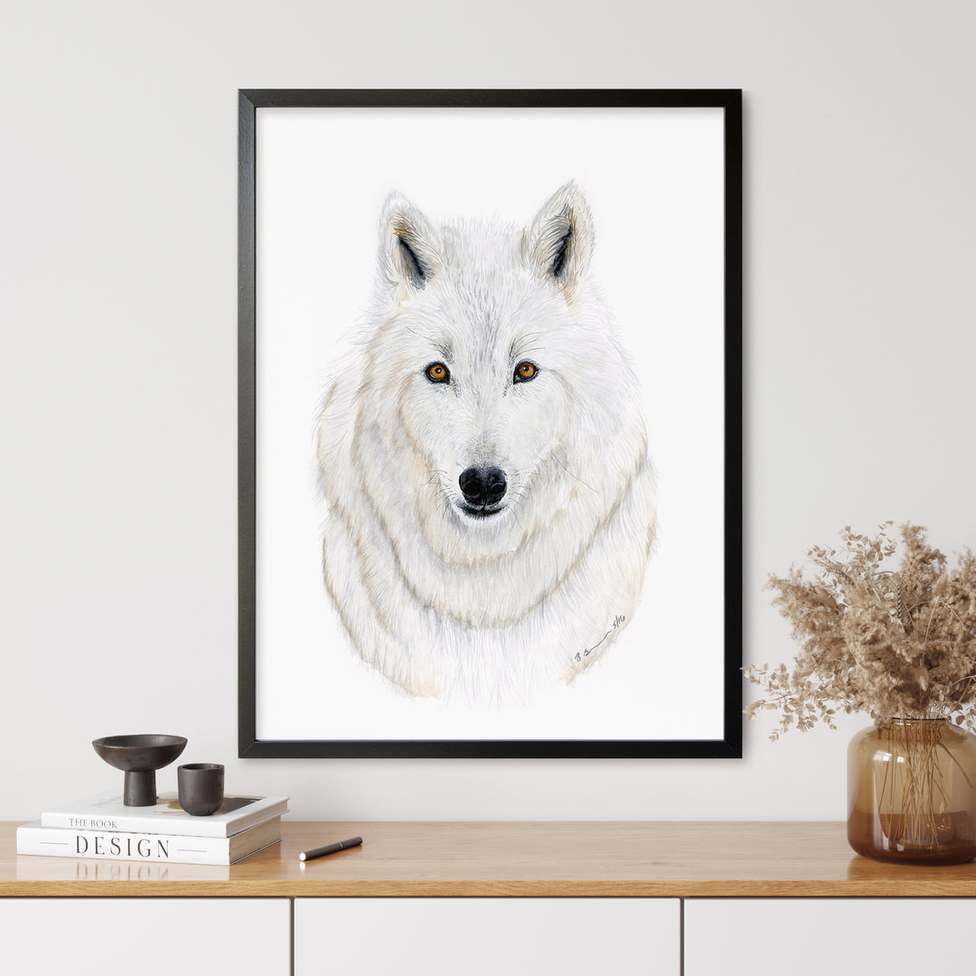 Arctic Wolf Watercolor Portrait - Tiny Toes Design