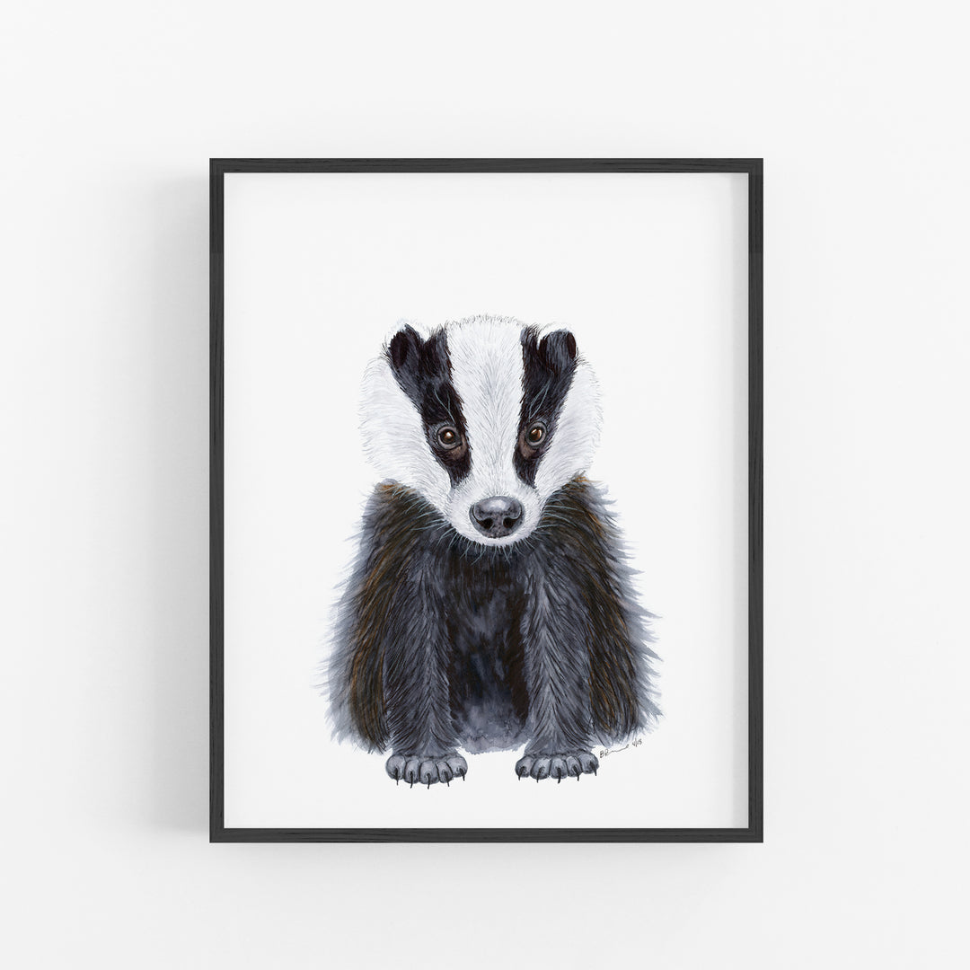 Baby Badger Nursery Art Print - Tiny Toes Design