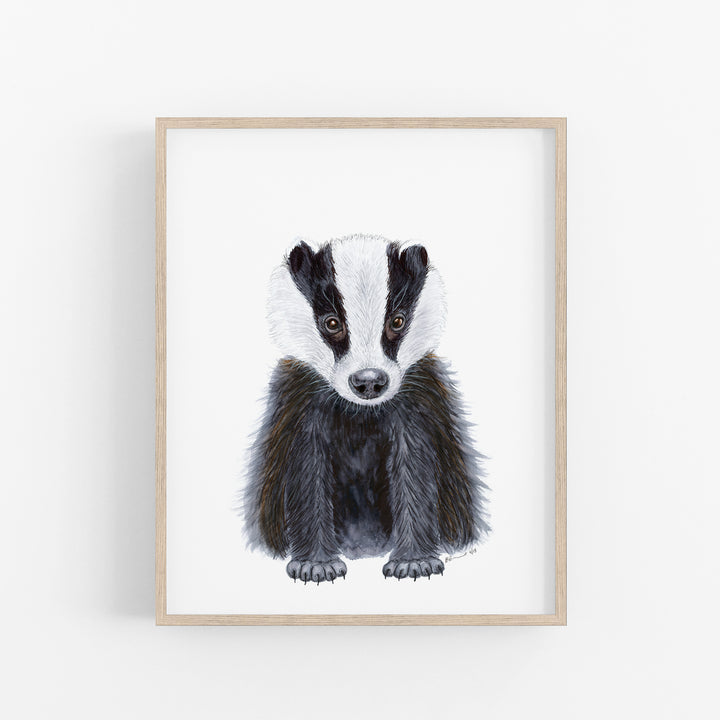 Baby Badger Nursery Art Print - Tiny Toes Design