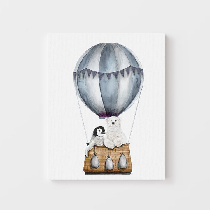Hot Air Balloon with Baby Penguin and Polar Bear - Tiny Toes Design
