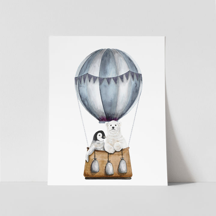 Hot Air Balloon with Baby Penguin and Polar Bear - Tiny Toes Design