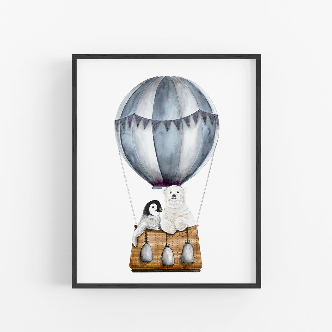 Hot Air Balloon with Baby Penguin and Polar Bear - Tiny Toes Design