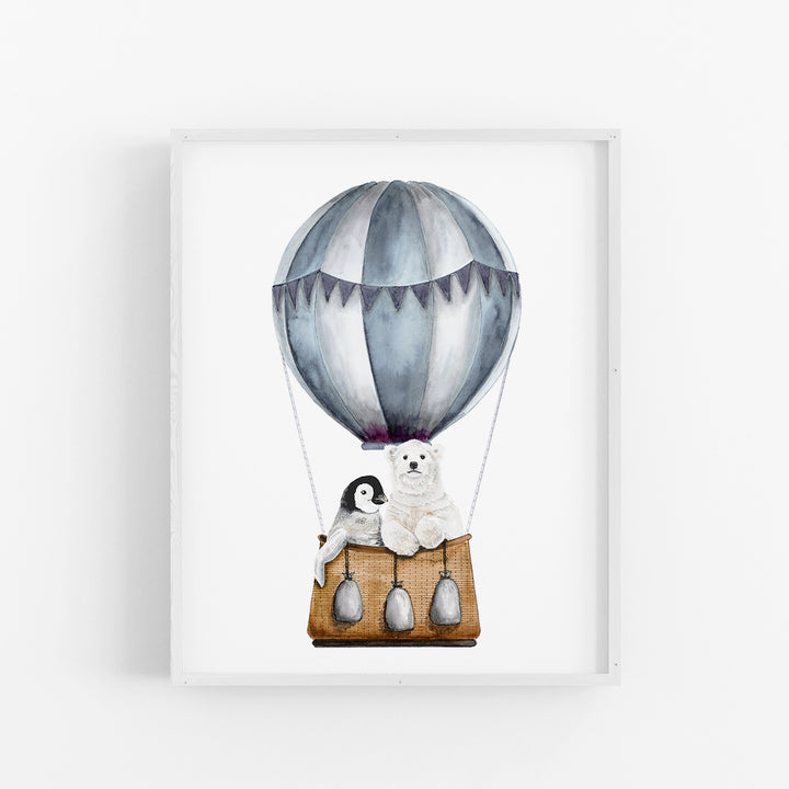 Hot Air Balloon with Baby Penguin and Polar Bear - Tiny Toes Design