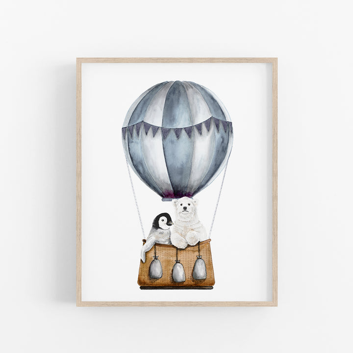 Hot Air Balloon with Baby Penguin and Polar Bear - Tiny Toes Design