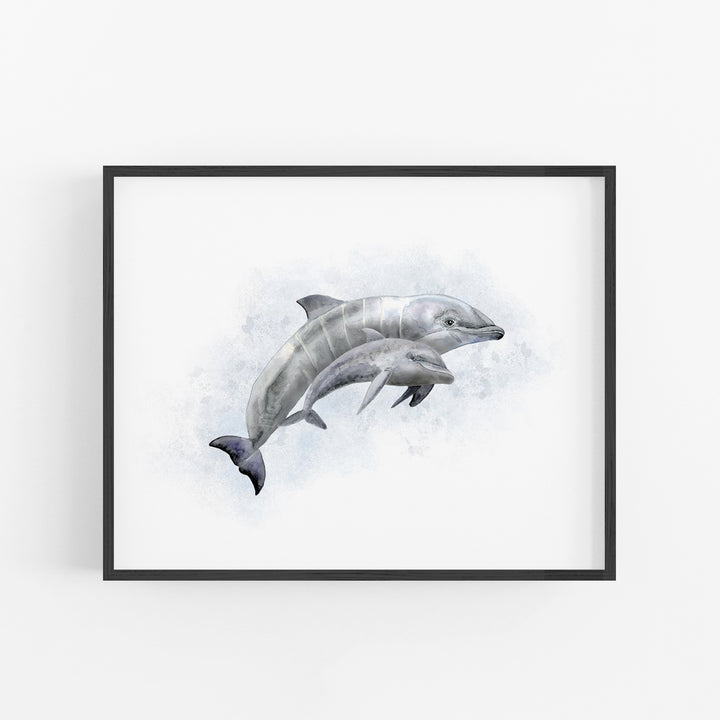 Mom and Baby Dolphin Watercolor - Tiny Toes Design