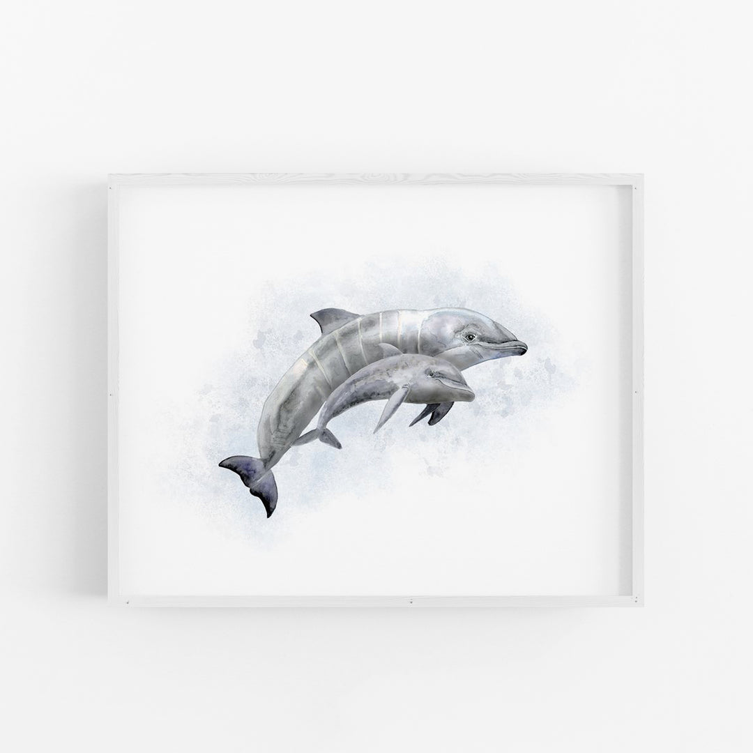 Mom and Baby Dolphin Watercolor - Tiny Toes Design