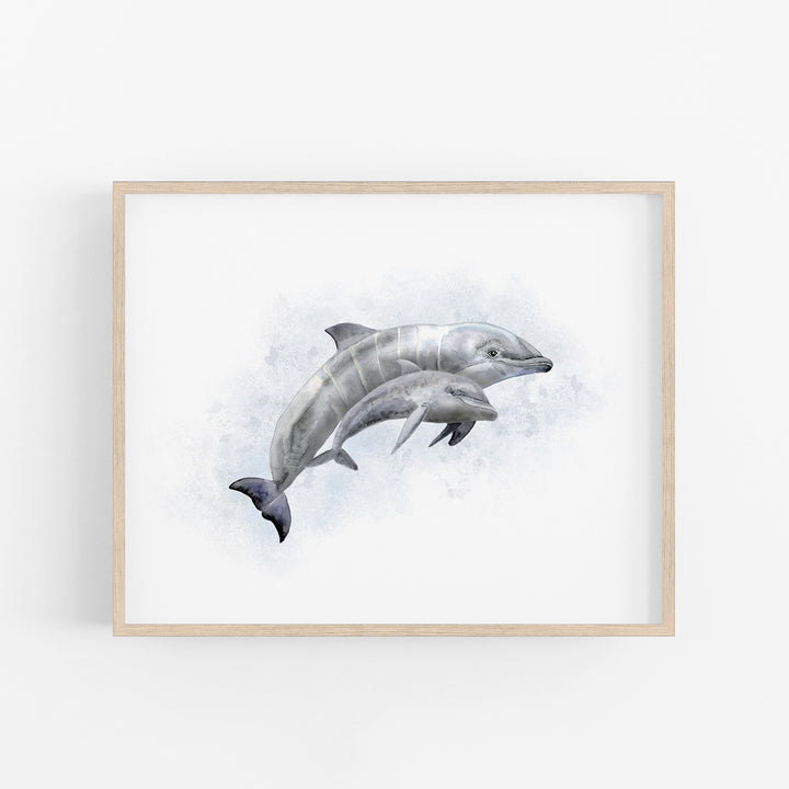 Mom and Baby Dolphin Watercolor - Tiny Toes Design