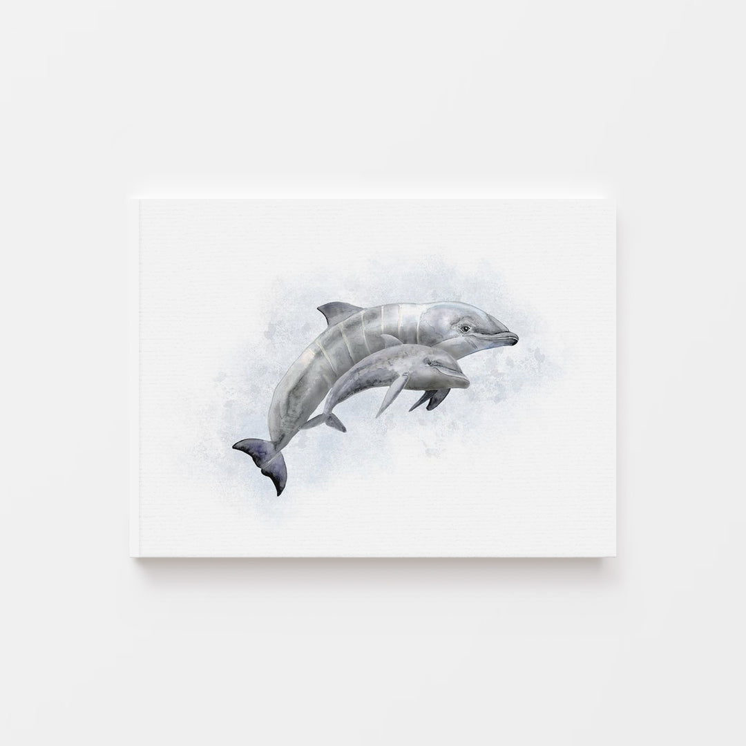 Mom and Baby Dolphin Watercolor - Tiny Toes Design
