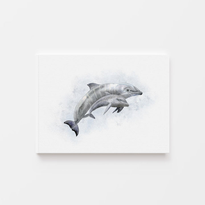 Mom and Baby Dolphin Watercolor - Tiny Toes Design