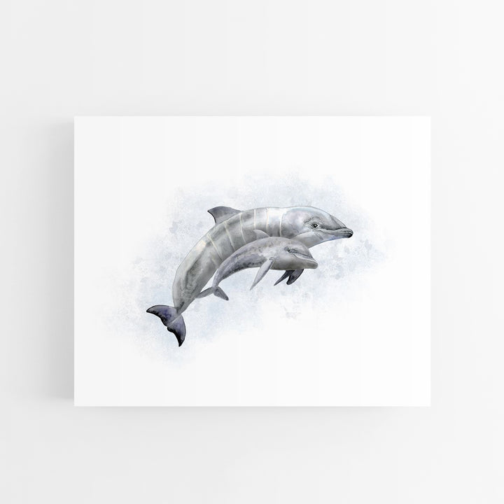 Mom and Baby Dolphin Watercolor - Tiny Toes Design