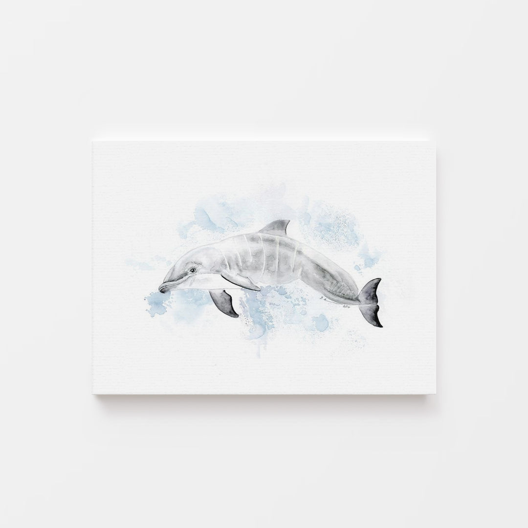 a painting of a dolphin on a white wall