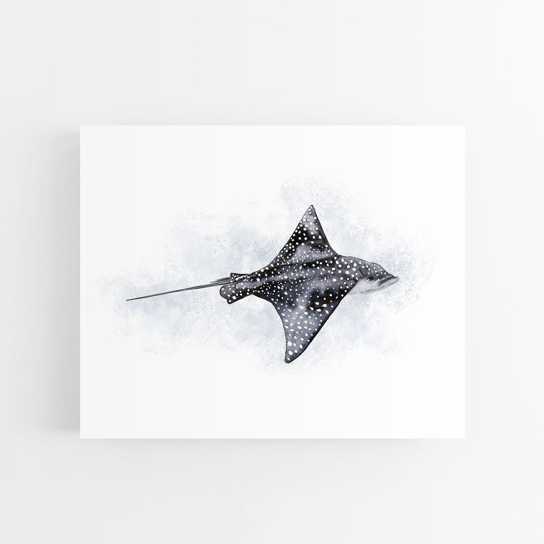 a black and white drawing of a eagle ray
