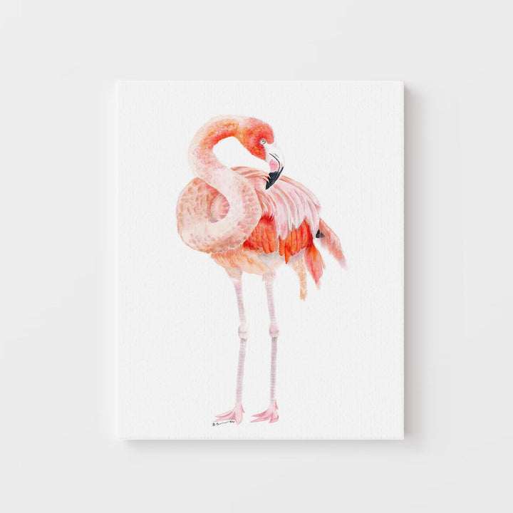 Impression aquarelle flamant rose