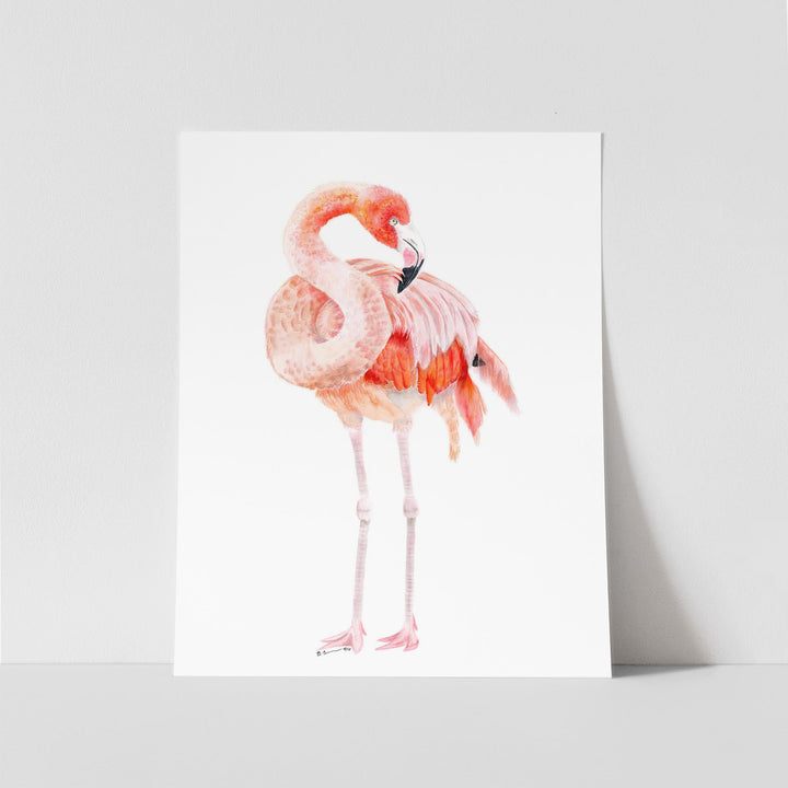 Impression aquarelle flamant rose
