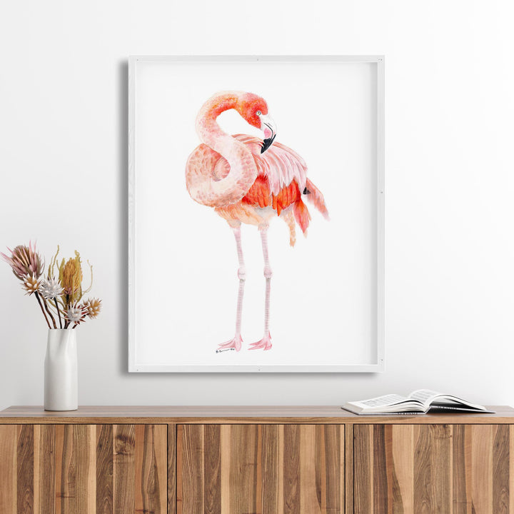 Impression aquarelle flamant rose