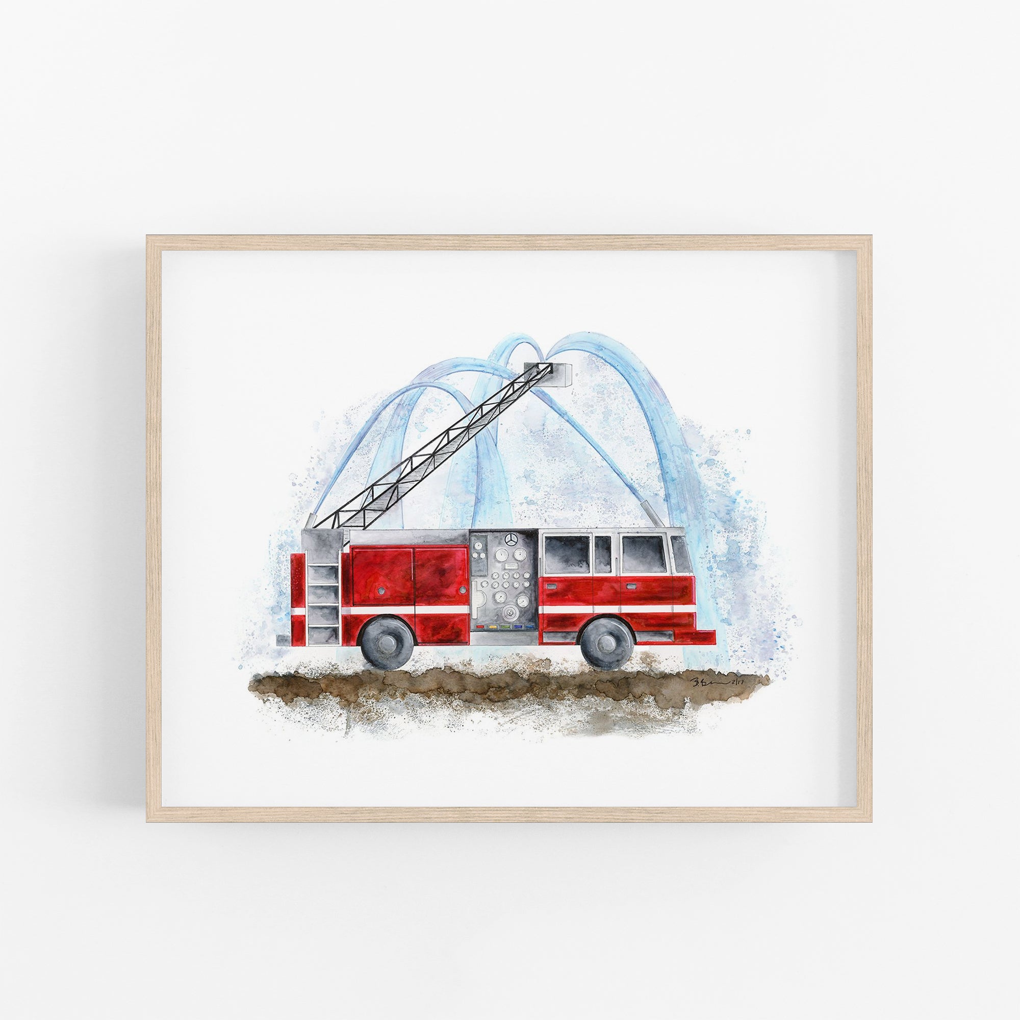 Fire Engine Print | Red Firetruck Boy Room Wall Decor – Tiny Toes Design