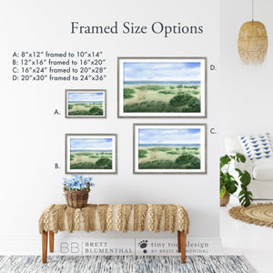 Framed Coastal Decor Landscape Size Options