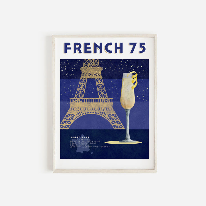 French 75 Cocktail Poster - Tiny Toes Design