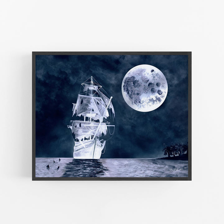 Ghost Ship Illustration - Pirate Room Decor - Horizontal Orientation - Tiny Toes Design