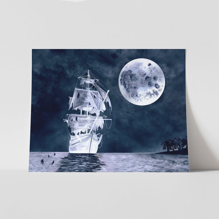 Ghost Ship Illustration - Pirate Room Decor - Horizontal Orientation - Tiny Toes Design