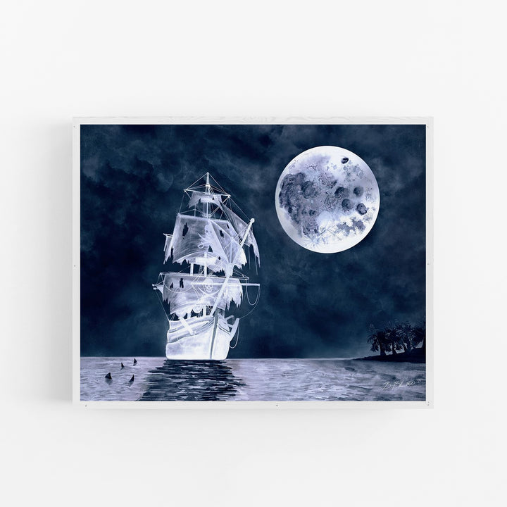 Ghost Ship Illustration - Pirate Room Decor - Horizontal Orientation - Tiny Toes Design