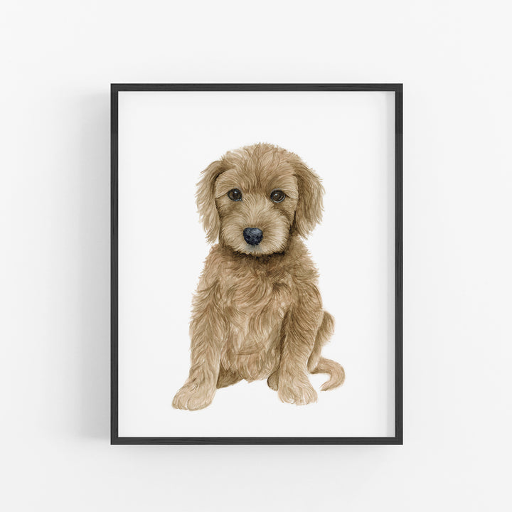 Goldendoodle Puppy Watercolor - Nursery Decor - Tiny Toes Design