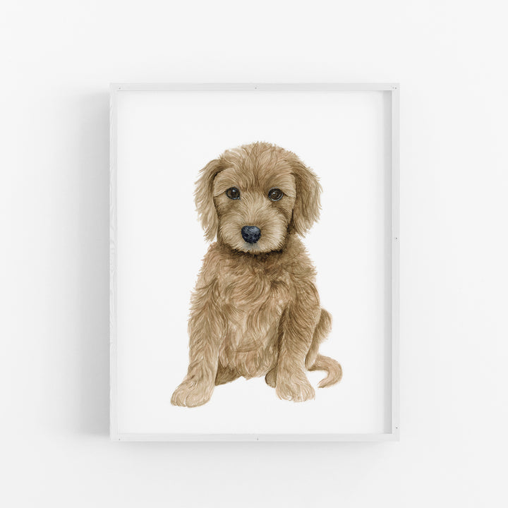 Goldendoodle Puppy Watercolor - Nursery Decor - Tiny Toes Design