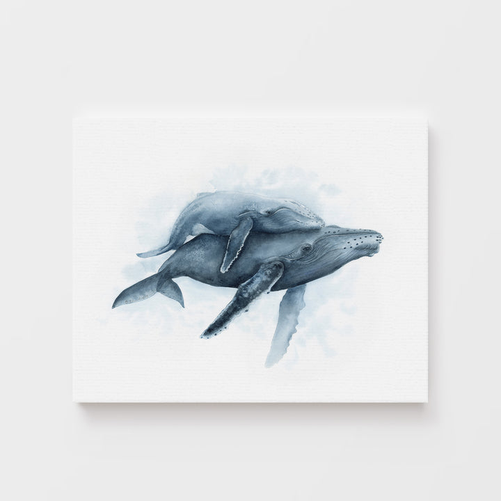 Mom and Baby Humpback Whale Watercolor - Time to Breathe - Tiny Toes Design