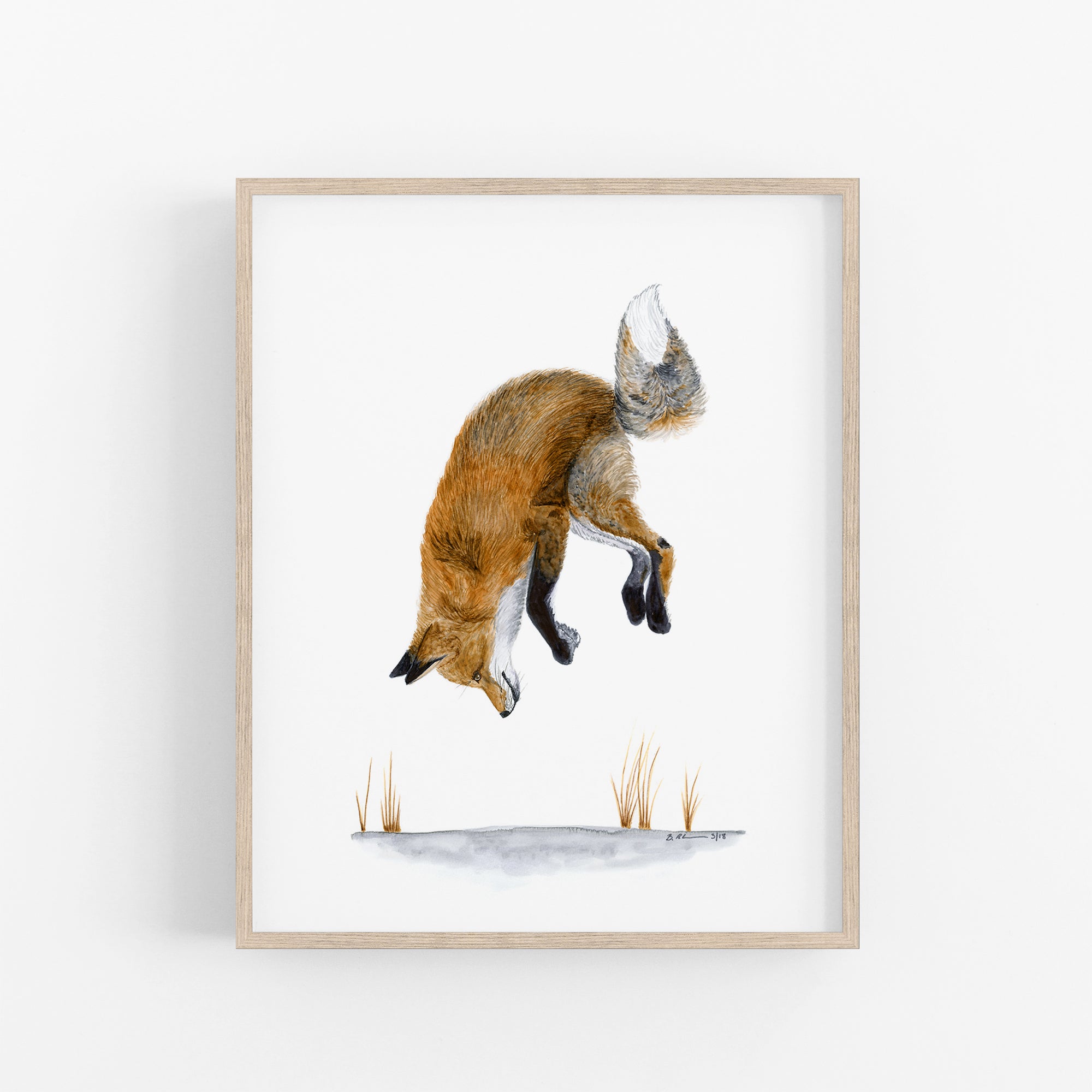 Pouncing Fox Watercolor Print | Woodland Animal Wall Art – Tiny Toes Design