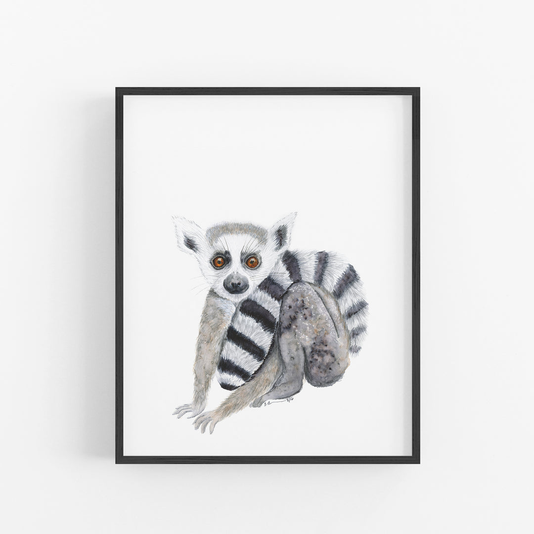 Baby Ring-Tailed Lemur Print - Tiny Toes Design