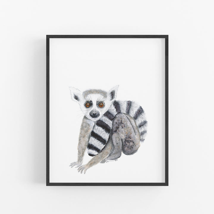Baby Ring-Tailed Lemur Print - Tiny Toes Design