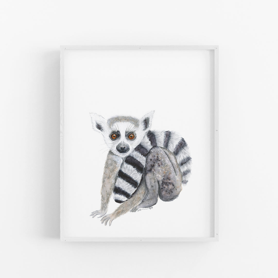 Baby Ring-Tailed Lemur Print - Tiny Toes Design