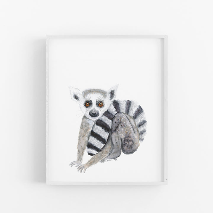 Baby Ring-Tailed Lemur Print - Tiny Toes Design